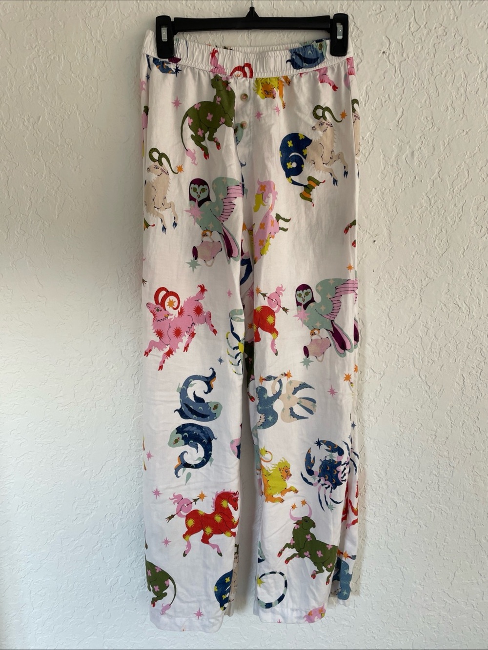 Lou Benesch pajamas bottoms flannel astrology zodiac whimsical bright artsy XXS